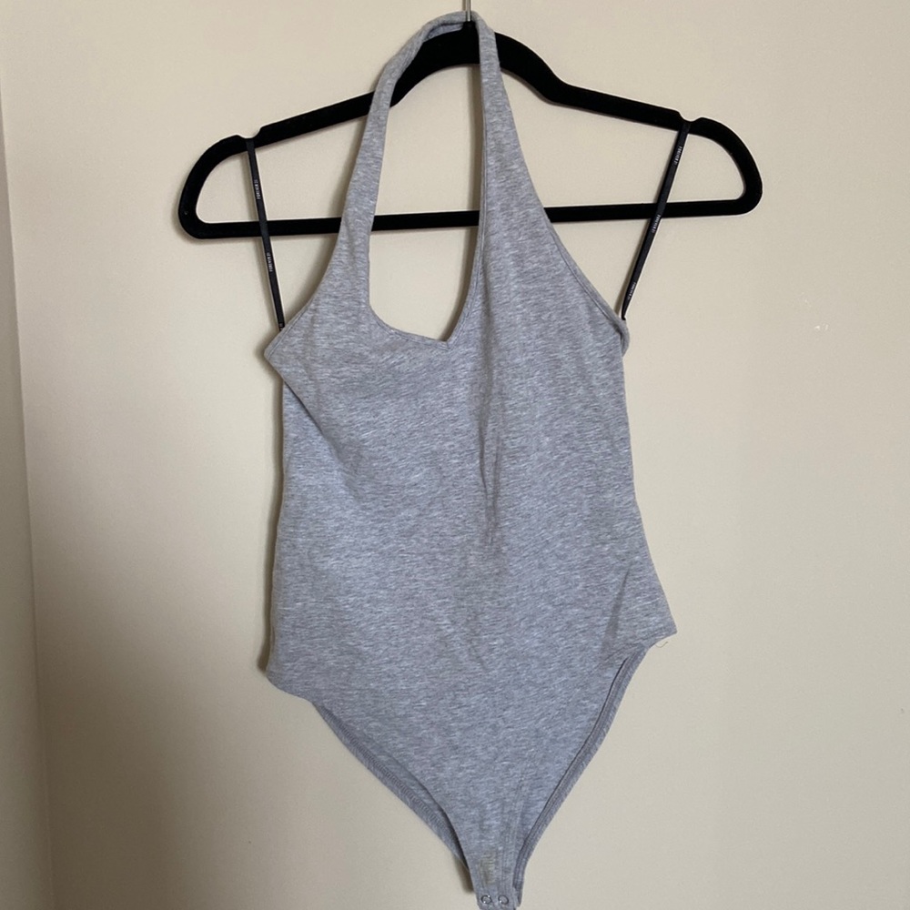 Grey halter top bodysuit